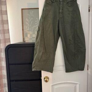 Pilcro Olive Green Barrel Pants